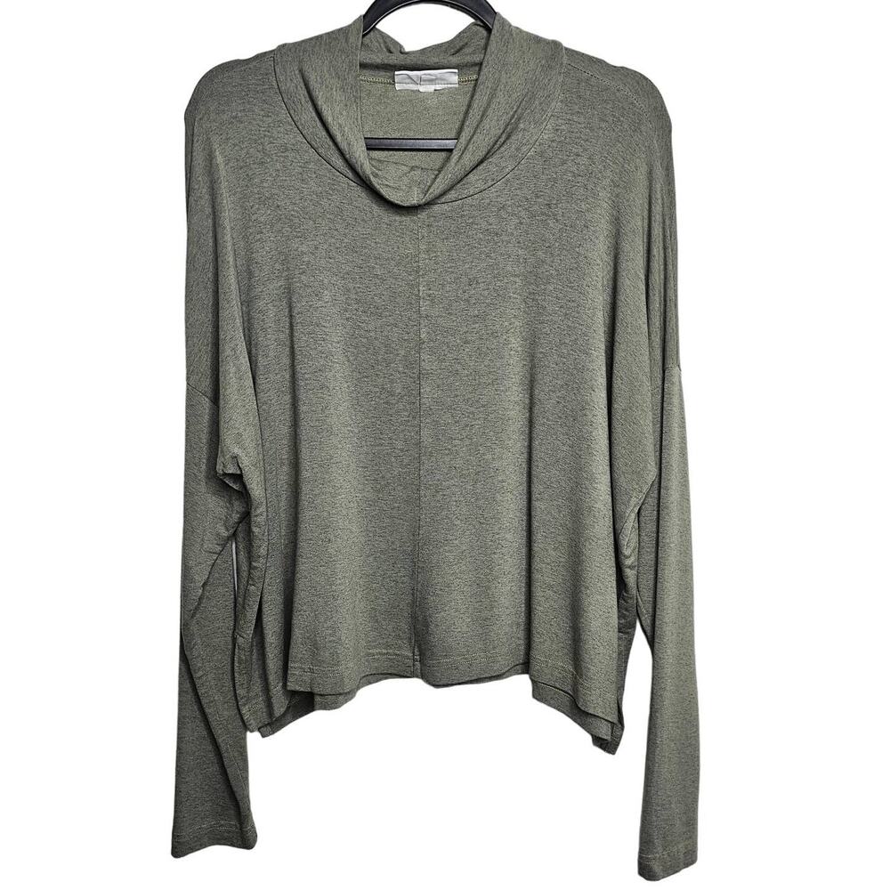 Bryn Walker Womens Sage Green Mockneck Boxy Fit Shirt Size Small Siro Rayon Soft